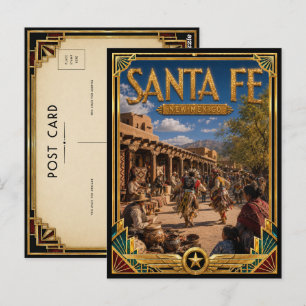 Carte Postale Santa Fe Nouveau-Mexique Art Déco Vintage Âge d'Or