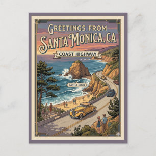 Carte Postale Santa Monica CA Coast Highway Château Rock