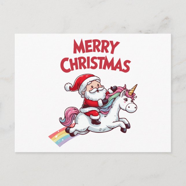 Carte Postale Santa Unicorn Merry Christmas (Devant)
