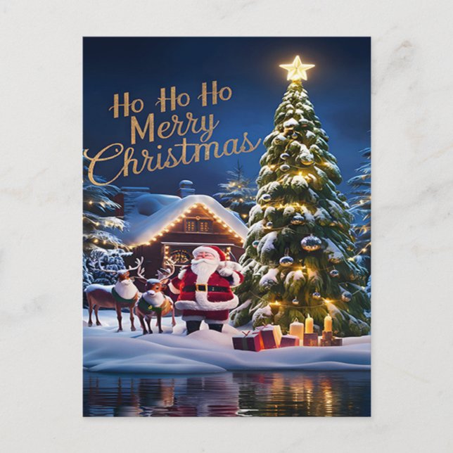 Carte Postale Santas Magique Balade À Travers La Nuit Neige (Devant)