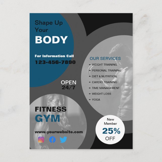 Carte Postale Santé & Fitness Salle De Sport (Devant)