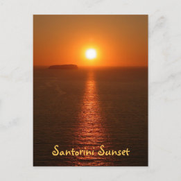 Carte Postale Santorin coucher de soleil avec texte - île grecqu