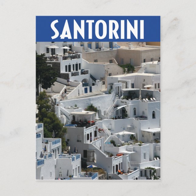 Carte Postale Santorin, Grèce architecture à flanc de colline (Devant)