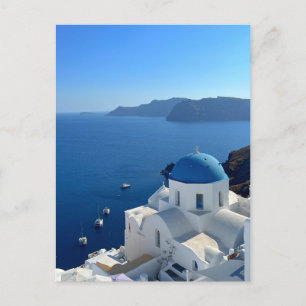 Carte Postale Santorin Grèce Bleu Domed Church photo