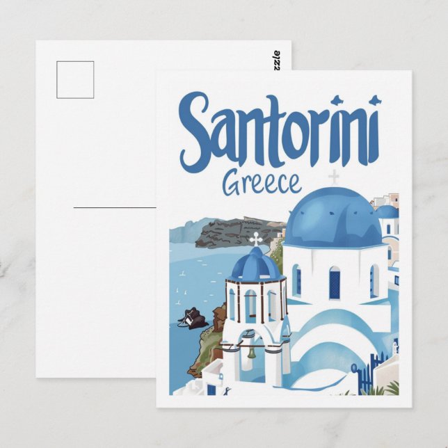Carte Postale Santorin Grèce Vintage célèbre Travel Place (Devant / Derrière)