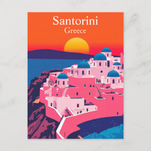 Carte Postale Santorin, Grèce Voyage Rétro Ocean Sunset