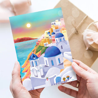 Carte Postale Santorin Print Greece Art Print Europe Travel