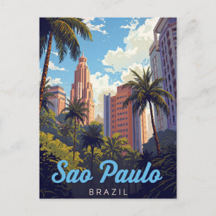 Carte Postale São Paulo Brésil Skyline Tropical