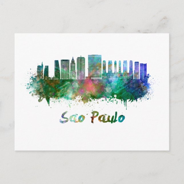Carte Postale Sao Paulo skyline in watercolor (Devant)