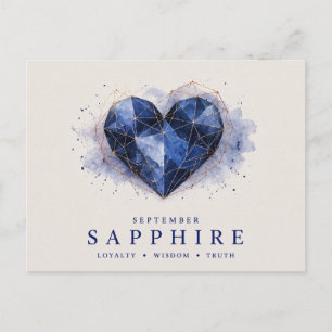 Carte Postale Saphir de septembre cœur pierre de naissance