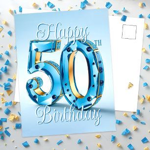 Carte Postale Saphir et Or Sophistiqués 50e Anniversaire