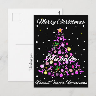 Carte Postale Sapin de Noël au Ruban Rose Magnifique