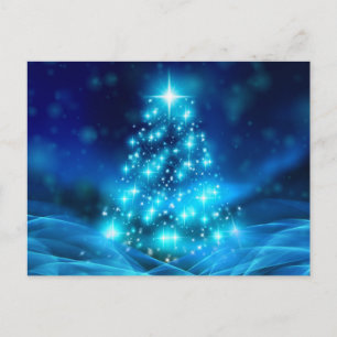 Carte Postale Sapin de Noël bleu éthéré
