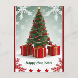 Carte Postale 🎄 Sapin de Noël hivernal enneigé Lumières festive