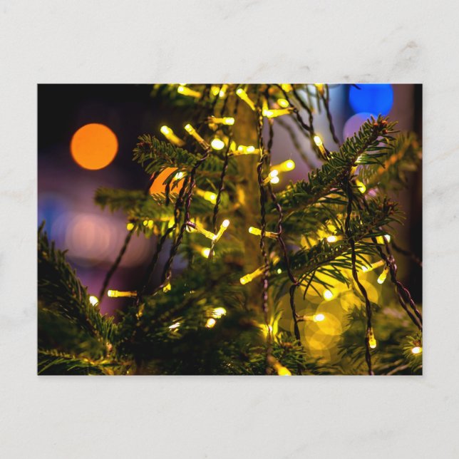 Carte Postale Sapin de Noël, Lumières décoratives (Devant)