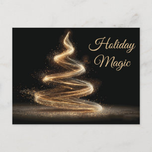 Carte Postale Sapin de Noël Spirale Doré Élégant
