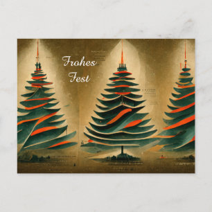 Carte Postale Sapin de Noël. Style Art déco