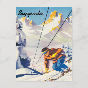Carte Postale Sappada, Homme sur une piste de ski, Italie