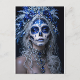 Carte Postale Sapphire Moon Calavera – Bleu Céleste