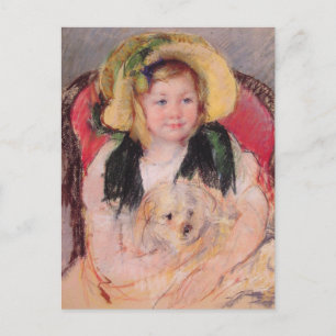 Carte Postale Sara avec son chien (par Mary Cassatt)