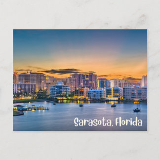 Carte Postale Sarasota, Florida Downtown and Boats at Sunset 