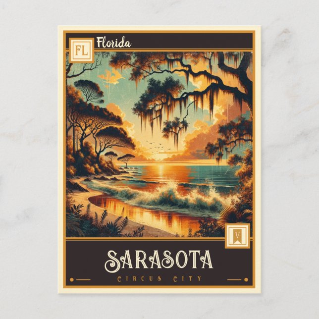Carte Postale Sarasota, Floride | VINTAGE (Devant)