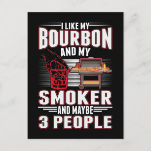 Carte Postale Sarcastique Bourbon et barbecue barbecue amusant