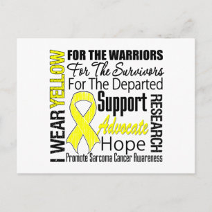 Carte Postale Sarcome Cancer Je Porte Jaune Ribbon TRIBUT