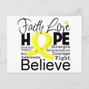 Carte Postale Sarcome Cancer Typographie Foi Amour Espoir