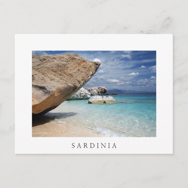 Carte Postale Sardaigne beach with big rocks white postcard (Devant)