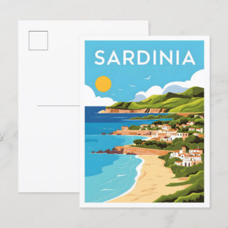 Carte Postale Sardaigne Italie Vintage voyage d'art Illustration