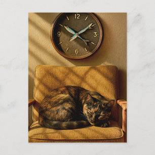 Carte Postale Sardine O’clock Dream - Surreal Cat Art