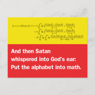 Carte Postale Satan hurlait : Mettez l'Alphabet dans les maths