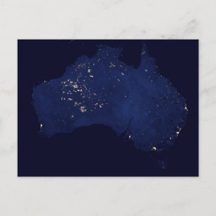Carte Postale Satellite Les lumières nocturnes d'Australie.