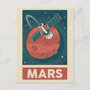 Carte Postale Satellite Mars Retro Galaxy