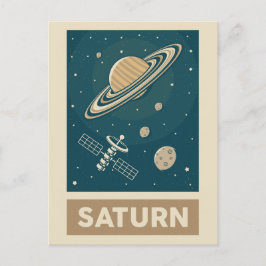 Carte Postale Saturn Retro Galaxy Satellite
