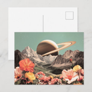 Carte Postale Saturne surréaliste au-dessus de la vallée de la m
