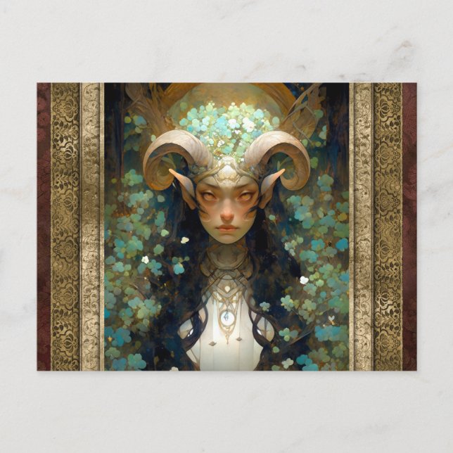 Carte Postale Satyr Elf Femme Imaginaire Art (Devant)