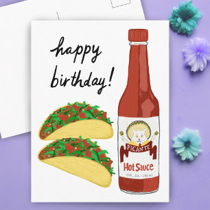 Carte Postale Sauce piquante TACOS Chat Maracas JOYEUX ANNIVERSA