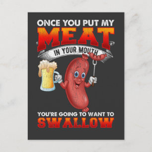 Carte Postale Saucisse barbecue amusante pour les amateurs de vi