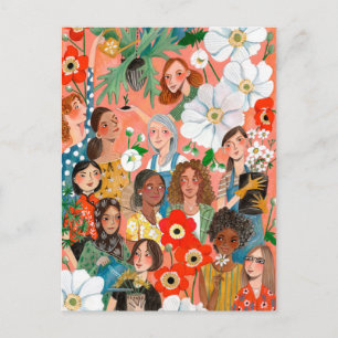 Carte Postale Saumon élégante Fête internationale des femmes Flo
