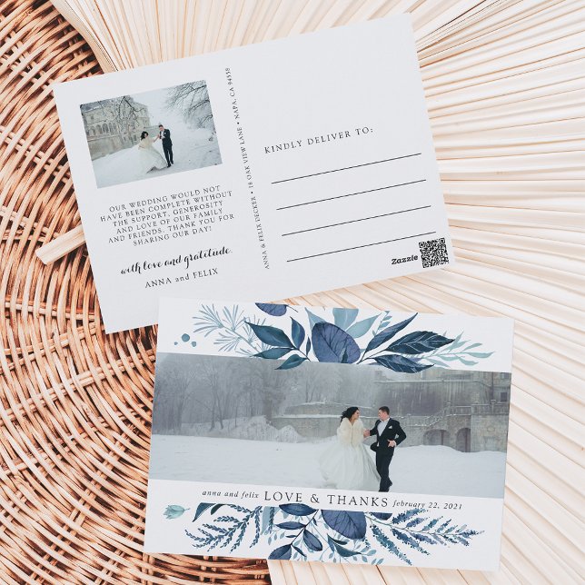 Carte Postale Sauvage Azur | Remerciements de photos de mariage (Créateur téléchargé)