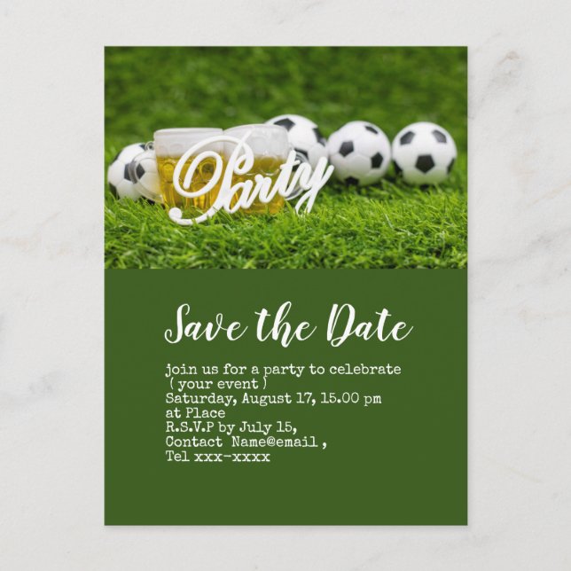 Carte Postale Sauvegarde de date de football avec la fête de bal (Devant)