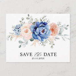 Carte Postale Sauvegarde de la date florale poussiéreuse bleu ma