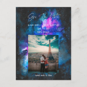 Carte Postale Sauvegarder la Date Galaxy Watercolors
