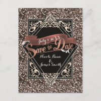 Sauvegarder la date Noir & Faux Or Paillettes Enga