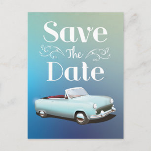 Carte Postale Sauvegarder la Date Voiture Classique Vintage