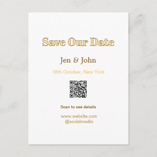 Carte Postale Sauvegarder notre date Scanner QR pour les détails
