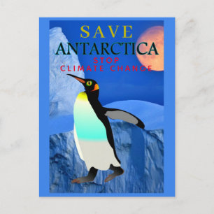 Carte Postale Sauver Antarctique Manchot Empereur Pleine Lune Gl