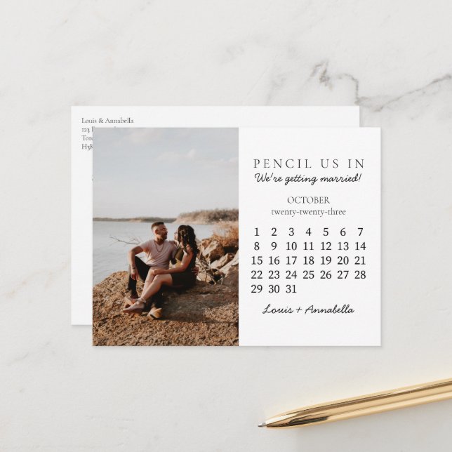 Carte Postale Sauver la date Calendrier d'octobre 2023 Mois mode (Devant/Arrière en situation)